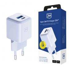 Incarcator retea 3mk Hyper Charger, 20W, 3A, 1xUSB-C, 1xUSB-A, Fast Charging, Alb