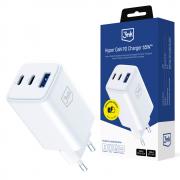 Incarcator retea 3mk Hyper Charger, 65W, 5A, 2xUSB-C, 1xUSB-A, Fast Charging, Alb