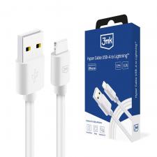 Cabluri de date si incarcare, Cablu pentru incarcare si transfer de date 3mk Hyper, USB-A la Lightning, 12W, 2.1A, Alb, lerato.ro