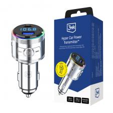 Accesorii auto, Incarcator auto 3n1 3mk Hyper, 48W, 1x USB-C, 1x USB-A, Transmitator audio, Silver, lerato.ro