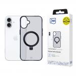 Carcasa 3mk Smoke Case cu MagSafe si Stand compatibila cu iPhone 16 Plus, Transparent / Negru 3 - lerato.ro