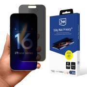 Folie de protectie 3mk Silky Matt Privacy compatibila cu iPhone 16 Pro, Negru