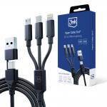 Cablu pentru incarcare si transfer de date 3mk Hyper Cable, USB-A / USB-C USB-C / Micro-USB / Lightning, 1.5m, Negru 2 - lerato.ro