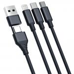 Cablu pentru incarcare si transfer de date 3mk Hyper Cable, USB-A / USB-C USB-C / Micro-USB / Lightning, 1.5m, Negru 9 - lerato.ro