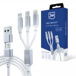Cablu pentru incarcare si transfer de date 3mk Hyper Cable, USB-A / USB-C USB-C / Micro-USB / Lightning, 1.5m, Alb 2 - lerato.ro