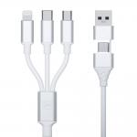 Cablu pentru incarcare si transfer de date 3mk Hyper Cable, USB-A / USB-C USB-C / Micro-USB / Lightning, 1.5m, Alb 3 - lerato.ro