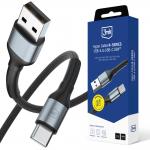Cablu pentru incarcare si transfer de date 3MK Hyper N-SERIES, USB-A la USB-C, 18W, 2A, 1m, Negru 2 - lerato.ro