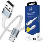 Cablu pentru incarcare si transfer de date 3MK Hyper N-SERIES, USB-A la USB-C, 18W, 2A, 1m, Alb 2 - lerato.ro