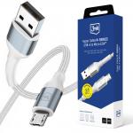 Cablu pentru incarcare si transfer de date 3mk Hyper N-SERIES, USB-A la Micro-USB, 12W, 2.4A, 1m, Alb 2 - lerato.ro