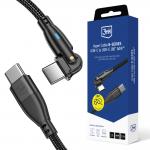 Cablu pentru incarcare si transfer de date 3MK Hyper N-SERIES, 2x USB-C, 60W, 3A, 2m, rotire 180 grade, Negru 2 - lerato.ro