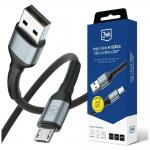 Cablu pentru incarcare si transfer de date 3mk Hyper N-SERIES, USB la Micro-USB, 10W, 2A, 3m, Negru 2 - lerato.ro