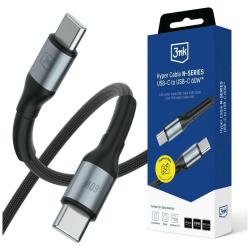 Cablu pentru incarcare si transfer de date 3mk Hyper N-SERIES, 2x USB-C, 60W, 3A, 1m, Negru