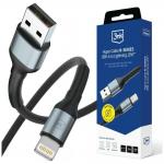 Cablu pentru incarcare si transfer de date 3mk Hyper N-SERIES, USB-A la Lightning, 12W, 2.4A, 2m, Negru 2 - lerato.ro