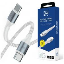 Cablu pentru incarcare si transfer de date 3mk Hyper N-SERIES, 2x USB-C, 100W, 5A, 2m, Alb
