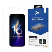 Folie sticla securizata 3mk FlexibleGlass compatibila cu iPhone 16 Pro Max, Transparent