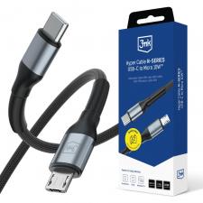 Cablu pentru incarcare si transfer de date 3mk Hyper Cable N-SERIES, USB-C la MicroUSB, 10W, 2A, 0.5m, Negru