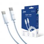 Cablu pentru incarcare si transfer de date 3MK Hyper Cable, 2x USB-C, 100W, 2m, Alb 9 - lerato.ro