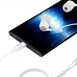 Casti audio cu microfon 3MK Wired, In-ear, Control pe fir, USB-C, Lungime cablu 1.2m, Alb 10 - lerato.ro