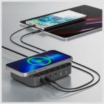 Statie de incarcare 7 in 1 4smarts, PD 100W, Incarcare Wireless 15W, 2x USB-A, 4x USB-C, Negru / Gri 4 - lerato.ro