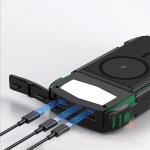 Baterie externa 4smarts Solar TitanPack Rugged UltiMag, 20000mAh, PD 20W, Incarcare Wireless 15W, 1x USB-A, 1x Lightning, 1x MicroUSB, 1x USB-C, Negru / Verde 6 - lerato.ro