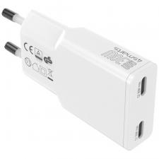 Incarcator retea 4smarts FlatPlug Slim Dual, 30W, 3A, 2xUSB-C, Fast Charging, Alb
