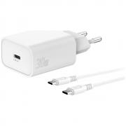 Incarcator retea 4smarts VoltPlug, 1xUSB-C, 30W, 3A, Cablu USB-C la USB-C de 1.5m inclus, Alb