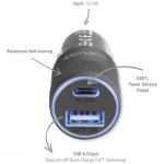 Incarcator auto 4smarts, 1xUSB-C, 1x USB-A, 27W, 3A, Fast Charging, Gri / Negru 4 - lerato.ro