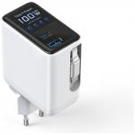 Incarcator retea 4smarts GaN Flex Screen AI, 100W, 5A, 1x USB-C, 1x USB-A, 1x Cablu USB-C integrat, Alb 6 - lerato.ro