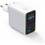 Incarcator retea 4smarts GaN Flex Screen AI, 100W, 5A, 1x USB-C, 1x USB-A, 1x Cablu USB-C integrat, Adaptoare priza incluse, Alb 2 - lerato.ro