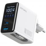 Incarcator retea 4smarts GaN Flex Screen AI, 100W, 5A, 1x USB-C, 1x USB-A, 1x Cablu USB-C integrat, Adaptoare priza incluse, Alb 6 - lerato.ro