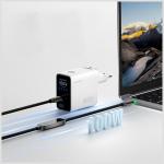 Incarcator retea 4smarts GaN Flex Screen AI, 100W, 5A, 1x USB-C, 1x USB-A, 1x Cablu USB-C integrat, Adaptoare priza incluse, Alb 8 - lerato.ro