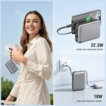 Baterie externa portabila 4smarts Pocket Dual Cord, 20000mAh, 22.5W, 1xUSB-C, 1xUSB-A, 2xCablu USB-C, Gri 5 - lerato.ro