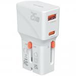 Adaptor retea 4smarts World Travel Adapter Nomad Pocket, 1x USB-C, 1xUSB-A, 25W, 3A, Alb 2 - lerato.ro
