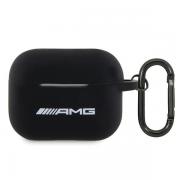 Carcasa AMG Silicone White Logo compatibila cu Apple AirPods Pro 2, Negru