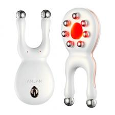 Aparat de masaj pentru fata / ochi  ANLAN 01-AMFY52-02A, Terapie prin EMS / vibratii / lumina LED, 250mAh, Autonomie 100min, Alb