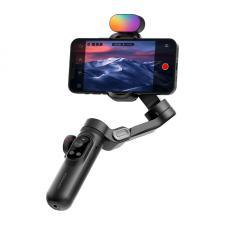 Stabilizatoare de imagine pentru camere video, camere video sport si telefoane, Stabilizator de imagine AOCHUAN X Pro, 3 axe, Ilumninare RGB 7 culori, Rotire 330 grade, Zoom / Focalizare, Autonomie 10h, USB-C, Negru, lerato.ro
