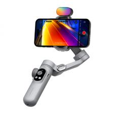 Stabilizatoare de imagine pentru camere video, camere video sport si telefoane, Stabilizator de imagine AOCHUAN X Pro, 3 axe, Ilumninare RGB 7 culori, Rotire 330 grade, Zoom / Focalizare, Autonomie 10h, USB-C, Gri, lerato.ro