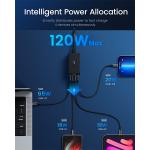 Statie de incarcare 4 in 1 AOHi Magcube PRO GaN, PD 120W, 2x USB-A, 2x USB-C, Negru 7 - lerato.ro