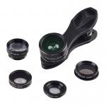 Set 5 lentile obiectiv APEXEL APL-DG5H, Fish Eye, Macro 15x, Wide Angle, Telescope si CPL, Negru 2 - lerato.ro