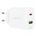 Incarcator retea Acefast A25, 20W, 3A, 1xUSB-C, 1xUSB-A, Alb 2 - lerato.ro