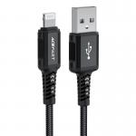Cablu pentru incarcare si transfer de date Acefast MFI, USB-A la Lightning, 2.4A, 480Mbps, 1.8m, Negru 2 - lerato.ro