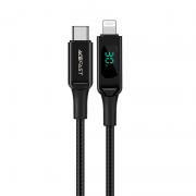 Cablu pentru incarcare si transfer de date Acefast MFI, USB-C la Lightning, 30W, 3A, 480Mbps, 1.2m, Negru