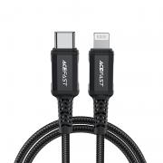 Cablu pentru incarcare si transfer de date Acefast C4-01, USB-C la Lightning, 30W, 3A, 480Mbps, 1.8m, Negru