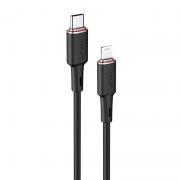 Cablu pentru incarcare si transfer de date Acefast C2-01, USB-C la Lightning, 30W, 3A, 480Mbps, 1.2m, Negru