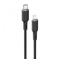 Cablu pentru incarcare si transfer de date Acefast C2-01, USB-C la Lightning, 30W, 3A, 480Mbps, 1.2m, Negru