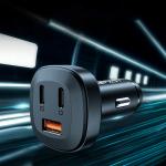 Incarcator auto Acefast B3, 66W, 5A, 2xUSB-C, 1xUSB-A, Quick Charging, Negru 8 - lerato.ro