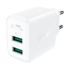 Incarcator retea GaN Acefast A33, 18W, 2xUSB-A, Quick Charging, Alb