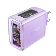 Incarcator retea GaN Acefast A45, 65W, 3A, 2xUSB-C, 1xUSB-A, Violet