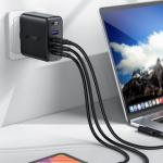 Incarcator retea GaN Acefast A37, 100W, 3A, 3xUSB-C, 1xUSB-A, Cablu USB-C 2m inclus, Negru 5 - lerato.ro