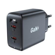 Incarcator retea GaN Acefast A49, 35W, 3A, 2xUSB-C, Negru